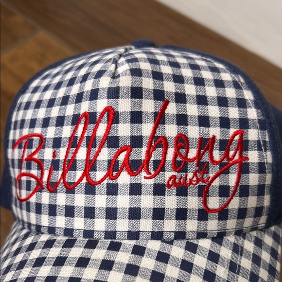 Billabong Australia Blue and White checkered snap back Hat Classic Style - Picture 5 of 11